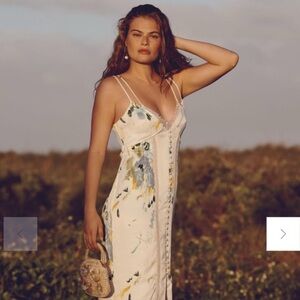 Anthropologie White Floral Midi Dress